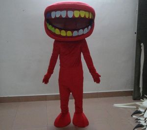 2019 alta qualidade quente vermelho boca grande traje da mascote com diferentes cores de dentes para adultos para usar for sale