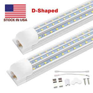 Led Shop Light 8ft 120W 12000LM Triple Row D Shape V Shaped T8 Integrated LED Tube Light, Cool White Clear Cover Hight Output