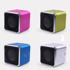 MD07 Mini Speaker Cubic Music Angel Stereo JH-MD07 Speakesrs With FM Support TF Card Portable Digital MP3 Player With Crystal Box