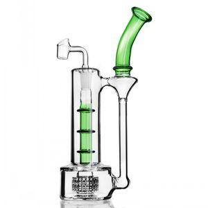 12.2 inç Uzun Boylu Bongs Nargile Cam Nargile Benzersiz Dab Rig Geri Dönüşümcü Petrol Kuleleri Su Bongs Dabber 14mm Kül Catcher ile