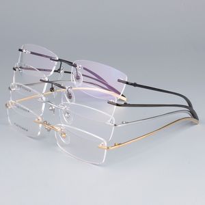 Lüks-Eyelook Miyopi Çerçeve Iş Saf Titanyum Çerçevesiz Erkekler için Ucuz Işık Okuma Optik Gözlük BR1028