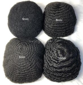 Herrperuk Hårstycken 10mm Wave Hair Toupee Full Swiss Lace Toupee Black 1B Indian Remy Human Hårersättning för svarta män Gratis frakt