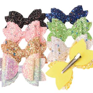 42pcs Butik Yaylar 5 cm * 8 .5cm Dot Pullu Bow Glitter Saç Yaylar Saç Aksesuarları Var gelgeller Or No Clip Şapkalar Aksesuar