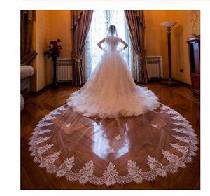 جديد 3 أمتار دانتيل حافة الزفاف حجاب العاج الأبيض مع مشط واحد طبقة تول الزفاف حجاب الحجاب