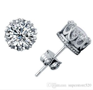 2021 Crown Wedding Stud Earring Sterling Silver CZ Simulated Diamonds Engagement Mooie Sieraden Crystal Oor Ringen