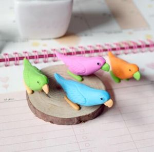 480pcs/lot Cute parrot shape cartoon eraser Kawaii stationery school office correction supplies child's toy gifts