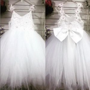 結婚式のための春の夏の花の女の子のドレスバックビーズチュールレースの女の子ページェントドレス子供正式な最初の聖体拝領ドレス