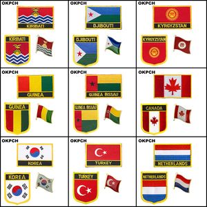 Südkorea Türkei Niederlande Honduras Kiribati Dschibuti Kirgisistan Guinea Guinea-Bissau Kanada Stickerei Aufnäher zum Aufbügeln