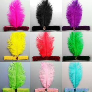 50pcs Ostrich Feather Headband Party Supplies 1920's Flapper Sequin Charleston Costume Headbands Band Ostrich-Feather Elastic Headdress on Sale DHL/FedEx Delivery