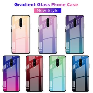 Gradient tempererade glas telefonväskor för OnePlus One Plus 7 Pro 6T 6aurora glasögon täcker OnePlus6T A6100 skyddskog