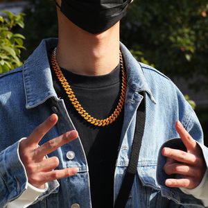 12mm Cuban Link Chain Luksusowe Mężczyzna Naszyjnik Hip Hop Biżuteria Mężczyźni Projektant Iced Out Złoto Silver Rapper Łańcuchy Oświadczenie Naszyjniki Moda Chłopiec