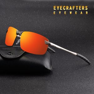 Оранжевые мужские UV400 поляризованные солнцезащитные очки спортивные вождения зеркальные солнцезащитные очки без оправы металлические очки Eyewear 3043DM