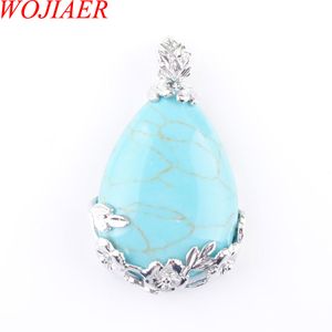 Wojier слез воды падение любви натуральный бирюзовый драгоценный камень кулон ожерелье Reiki бусин женские ювелирные изделия N3463