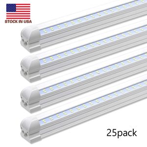 Stock In US + 72W 8ft led tubes 4ft t8 Integrated led light tubes dual rows 384 leds high lumens led shop light