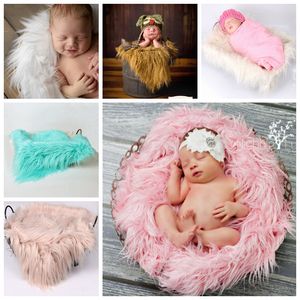 Wholesale Newborn Photography Props Soft Baby Fur Blankets Faux Fur Background Blankets Cute Infant Kids Fotografia De Baby Fotografia