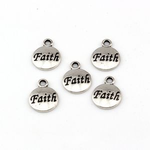 100 Pcs Antique silver Alloy Faith Charms Pendants For Jewelry Making Bracelet Necklace Findings 11.5x15.5mm