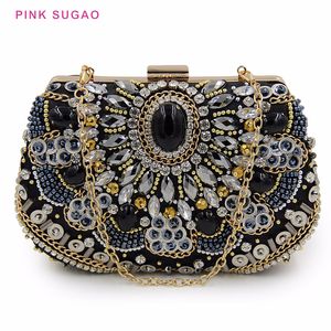 Pink sugao designer clutch bag women evening bags dinner bags 2020 new fashion purse retro heavy beaded diamond dinner bag