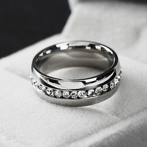 Titanium Aço Inoxidável CZ Anel de Pedra para Mulheres Pedras Casamentos Anel Clássico Amante Casal Anéis Valentine Bijoux