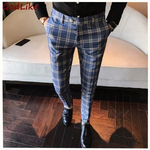 Nuovi pantaloni scozzesi di alta qualità al 100% da cerimonia formale da uomo Pantaloni da abito slim fit Pantaloni eleganti casual dritti