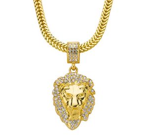 18 K banhado a ouro de Água diamante cabeça de leão hip hop pingente de colar de hiphop cobra osso colar