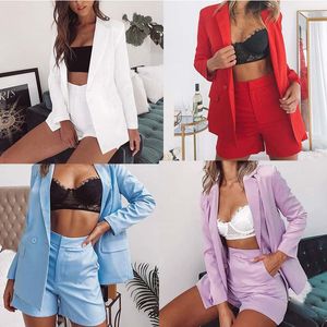 Plus Size Elegante Büro Dame Anzug Kurze Hosen Frauen Jacke Blazer Top Hohe Taille Mini Shorts Anzüge Casual Arbeitskleidung 2 Stück Set