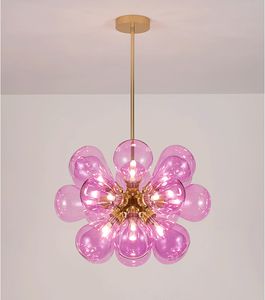 Creative Dining Room Glass Ball Hanging Lamp Villa Restaurant Postmodern Art Chandeliers Simple Modern Home Led Lighting Fixture