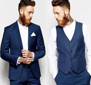 Groom Tuxedos Groomsmen Темно-синие вентиляционные тонкие костюмы подходят лучший мужской костюм свадьба / мужские костюмы жених жених одежда (куртка + брюки + жилет)