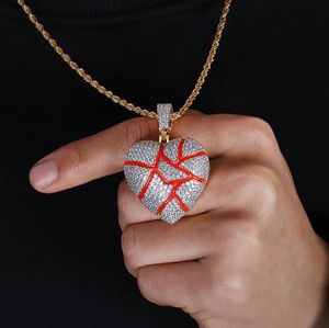 ICED OUT CZ BLING BROKEN HEART PENDANT NECKLACE MENS HIP HOP Micro Pave Cubic Zirconia Simulated Diamonds Necklace