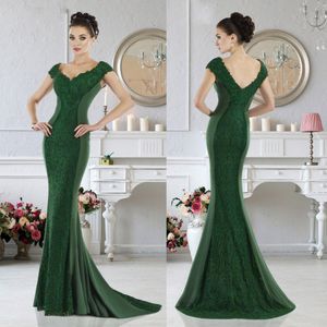 Elegant Janique Mermaid Mother of The Bride Dresses V Neck Sleeveless Lace Applique Sequins Wedding Guest Dress Sweep Train Evening Gowns