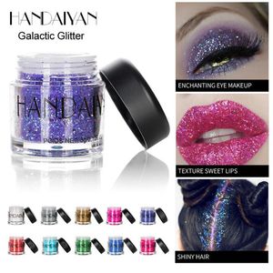 Handaiyan holografisk sequin diamant färgstark glitter gel glänsande kropp sjöjungfru festival pulver pigment makeup kosmetika 120 st / parti dhl