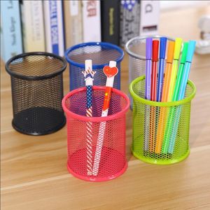 Kids Writing Pencil Pen Holder Hollow Metal Office Desk Storage Container Round Square Organizer Pen Holders Storage Pencil Holder BC BH3585