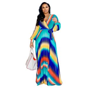 Wholesale Summer Women Maxi Dress Floral Print Chiffon Plus Size Boho Style Vestidos Elegant Beach Long Dress Big Size Dresses