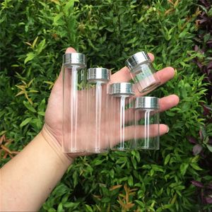 Glass Storage Bottles Jars Aluminum Silver Screw Cap Empty 15ml 25ml 40ml 50ml 60ml 50pcs Diy Wedding Gift