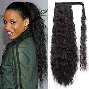 Ciara Long Ponytailヘアエクステンション1ピースヘアーピースの人間ラップポニーテールクリップの周り