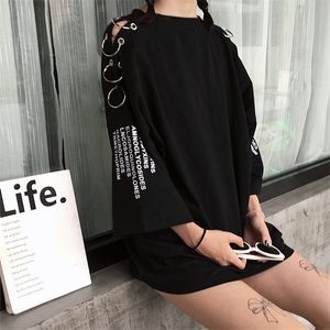 女性の春の夏の韓国のシックなレトロなファッションリング印刷の緩いTシャツの学生女性原宿服tシャツY19042202