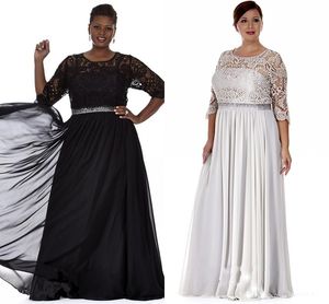 Black Silver Plus Size Mother Of The Bride Dresses Appliques Plus Size Mother Evening Gowns Formal Prom Dress With Bling Sequins Waist