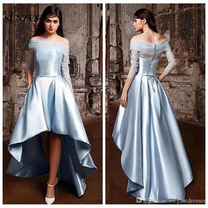 Newest Sexy A-Line High Low Prom Dresses Cheap Hi-Lo Short Sheer Tulle Formal Special Occasion Party Gowns Vestidos De Soiree Evening Gowns
