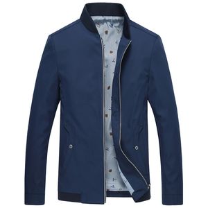 Giacca da uomo alla moda, giacca da college, colletto alla coreana, giacca da lavoro maschile, blu navy, sottile e cappotti, giacche a vento di qualità per uomo