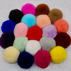 Oi-Q Pompon bola pompom fofo Rex Rabbit Fur Artesanato DIY para chaveiro Bolsas Acessórios cabelo macio 16pcs 8 centímetros GR109