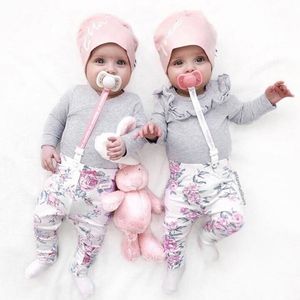 Set di abbigliamento per neonato Set di vestiti per bambina con volant e top in tinta unita + pantaloni di pizzo floreale Set di vestiti per bambina roupa menina