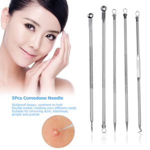 5 PCS Inoxidável Cravo Comedão Removedor De Agulha De Pimple De Espinha Pin Extrator De Acne Rosto Ferramenta Limpa