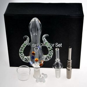 Kits coletores de néctar coloridos Cachimbos de água para fumar com pregos de titânio Palha Mini coletores de néctar Rigs de cera