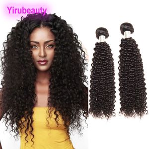 Brasiliansk obearbetad mänsklig hår 2 buntar kinky lockiga hårförlängningar weefts 2 stycken naturlig färg 10a klass jungfru