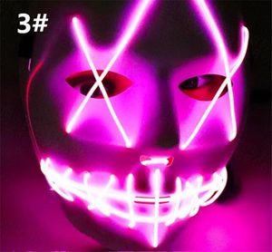 EL Wire Fantasma Maschera a fessura Bocca illuminata Glowing LED Maschera Halloween Cosplay Maschere per feste 8 pezzi