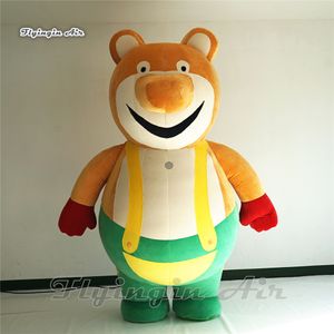 Bonito Publicidade Urso dos desenhos animados da mascote do animal inflável Suits 2.5m Walking Blow Up carrega o traje para o evento