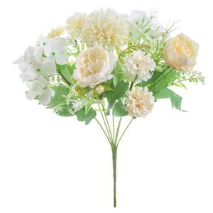 Fiori decorativi per matrimoni dai colori vivaci 7 Bouquet di ortensie di seta ramo Bouquet di fiori di seta mix di fiori artificiali di seta rosa