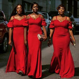 Novo Africano Plus Size Off Dridade Vestidos 2020 Elegant Appliques Chiffon Red Wedding Guest dress vestido de honra Vestidos de honra Noite vestidos de baile