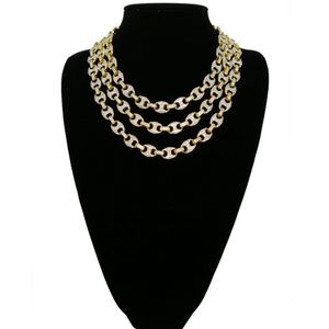 Hip Hop 12mm Gold Silver Color Plated Iced Out Puff Marine Anchpr Chain Link Bling Necklace for Men