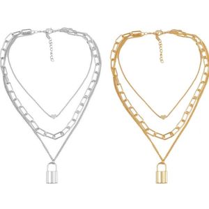 Панк стиль замок сердца кулон ожерелье многослойное старинное золото серебро шарм женское ожерелье ювелирные изделия аксессуары 9 стилей