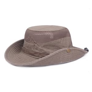 Мужская рыболовная кепка весна летняя сетка дышащая ретро хлопковое ведро шляпу панама джунгли взбираясь от папы пляж защитная крышка солнца